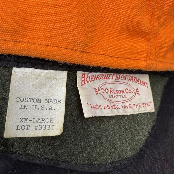 Vintage Filson Ear Flap Hat, Blaze Orange Hunting Cap Size XXL, USA Made - Picture 6 of 11